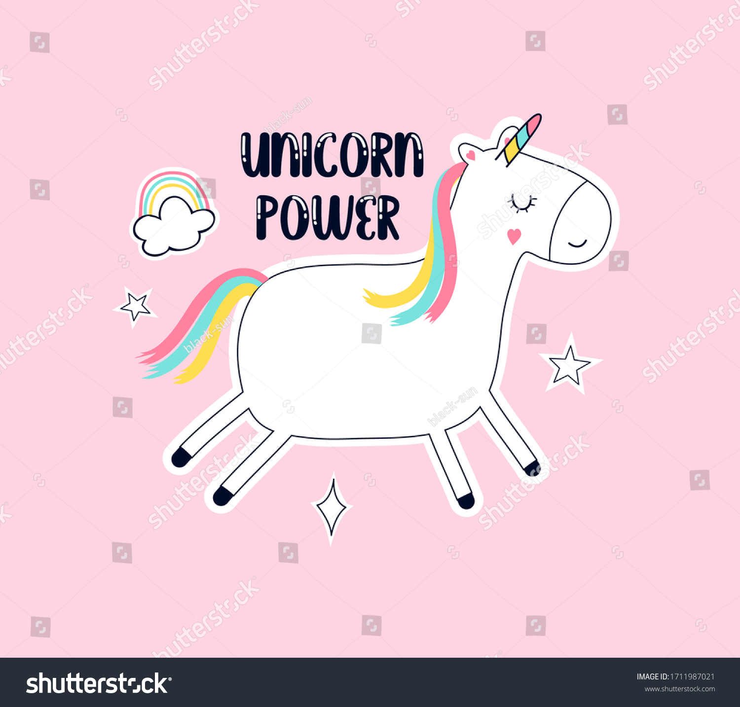 Unicorn Print Design Slogan Vector Illustration Stock Vector (Royalty