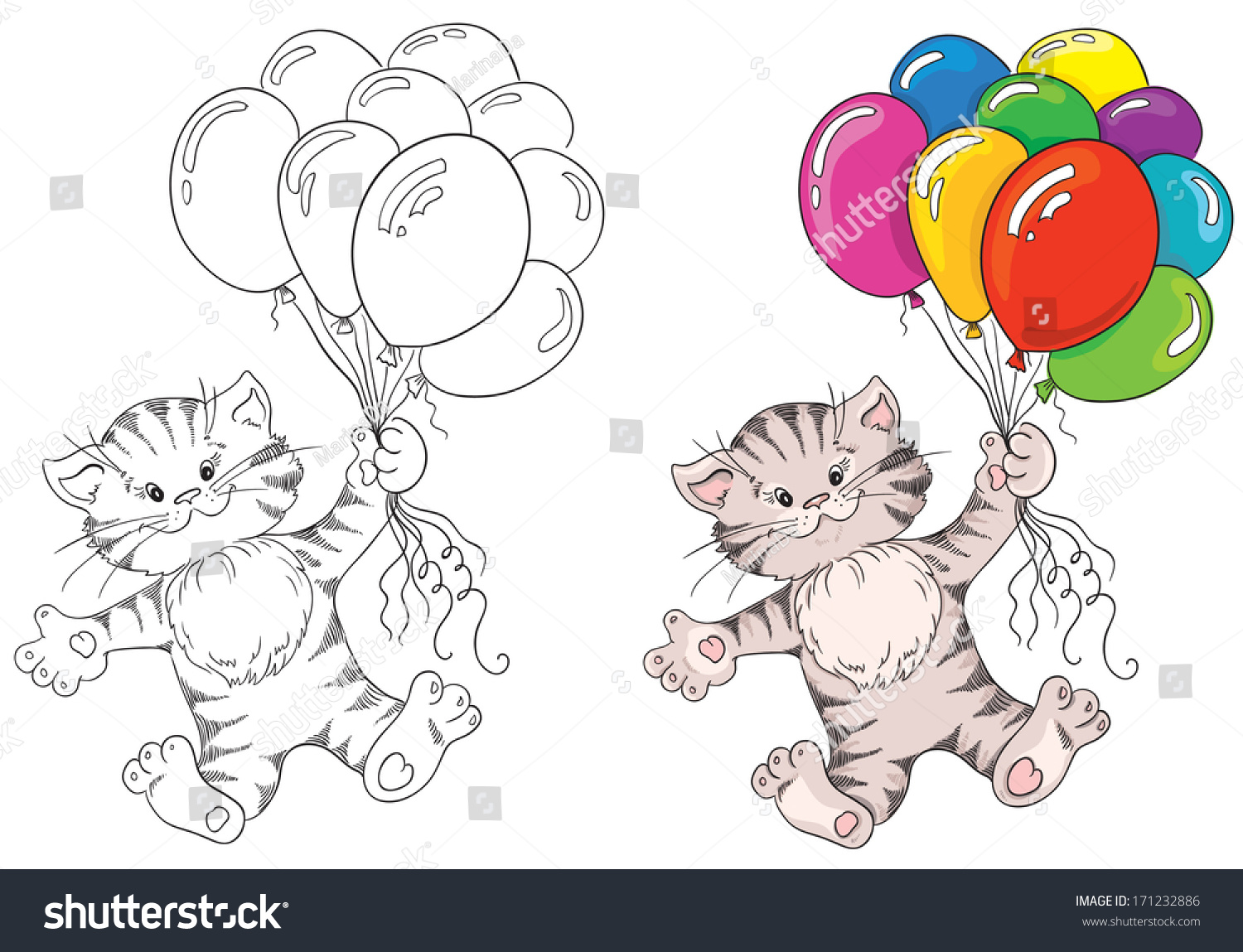 Кошка с воздушными шариками рисование в средней группе