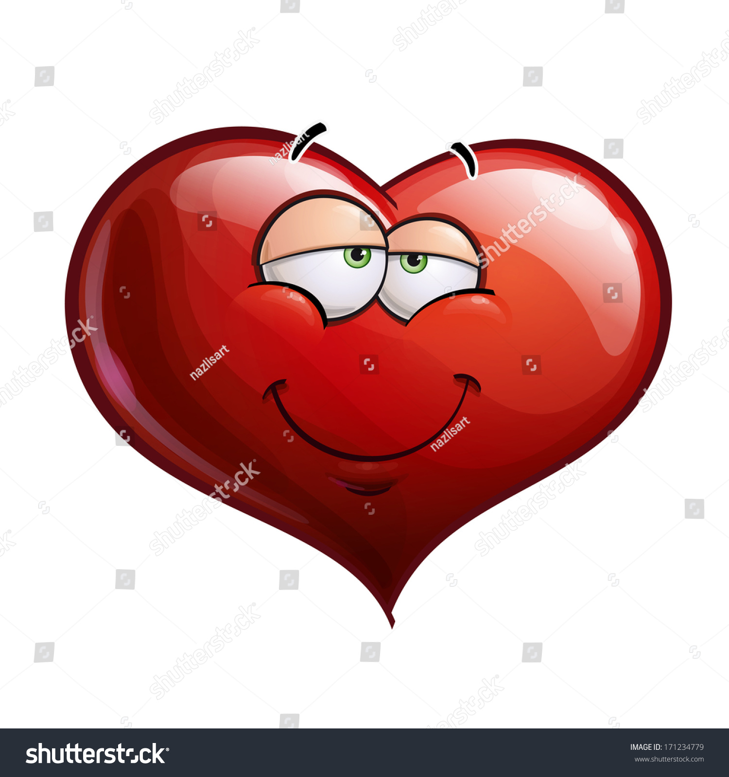 Cartoon Illustration Heart Face Emoticon Love Stock Vector (Royalty ...