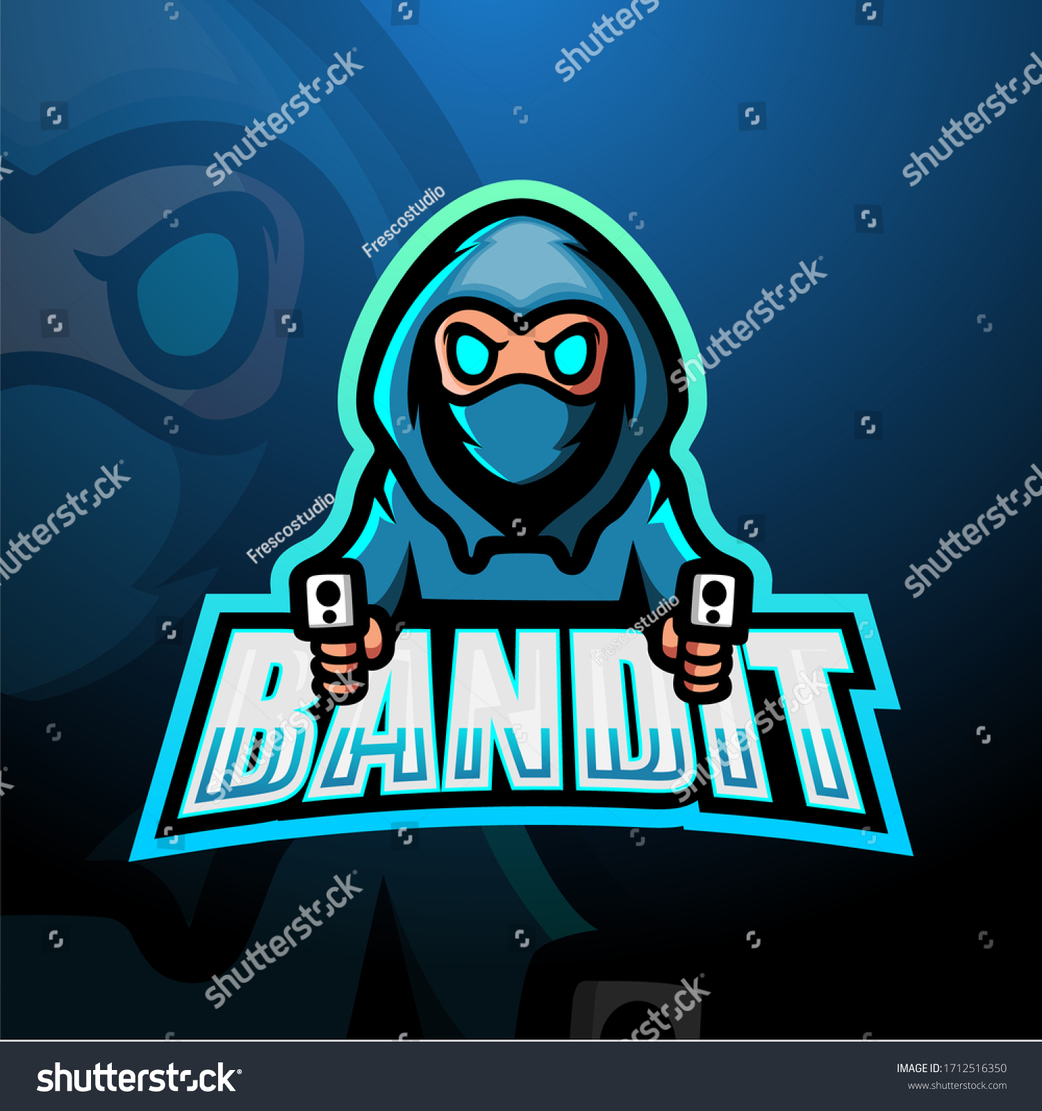 Bandit Shooter Mascot Esport Logo Design Stock Vector (Royalty Free ...