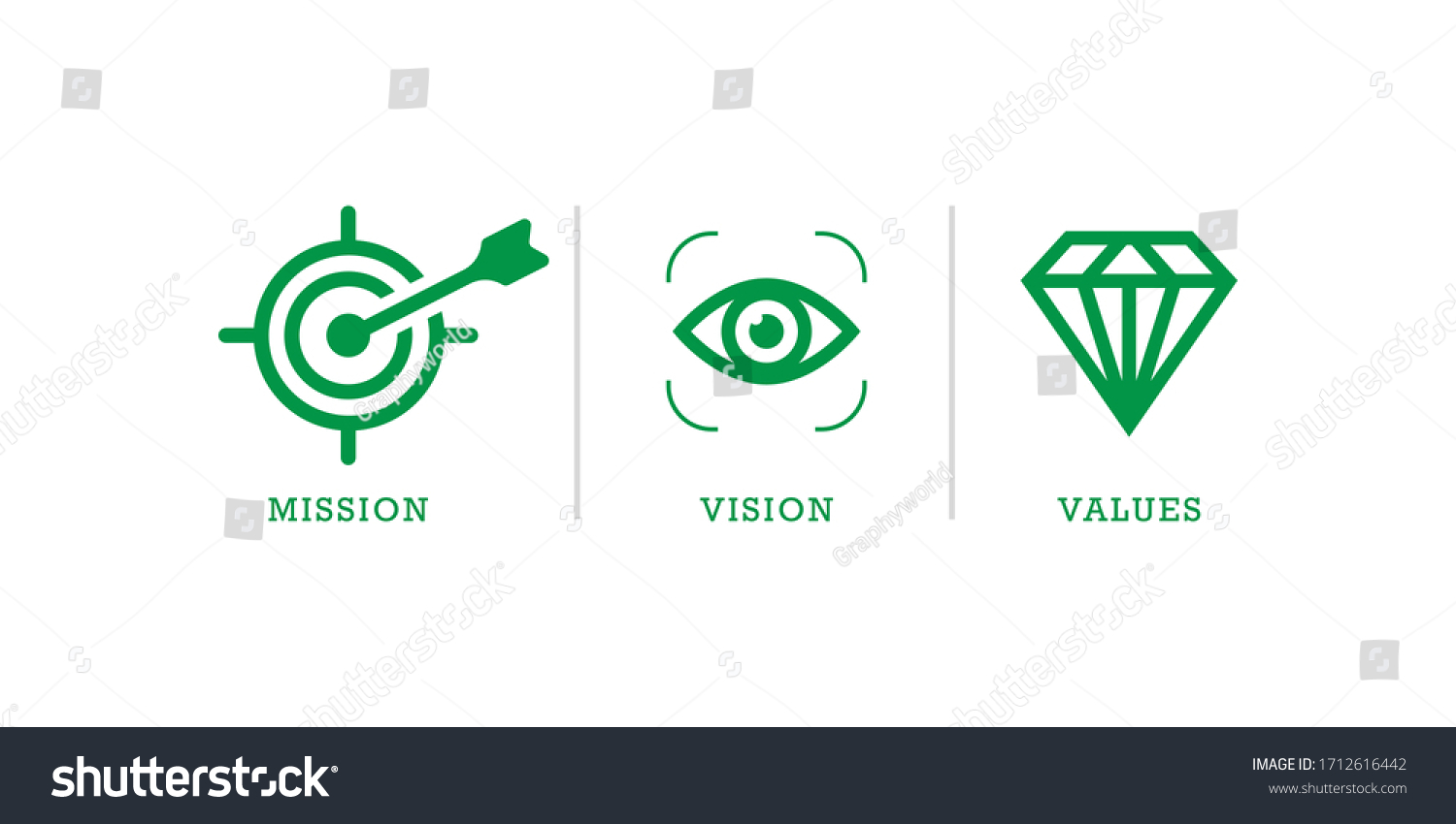 Mission Vision Values Icon Organization Mission Stock Vector (Royalty ...