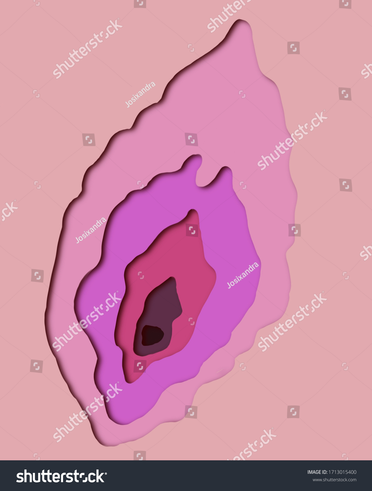 Papercut Picture Vulva Vagina Pink Stock Illustration 1713015400