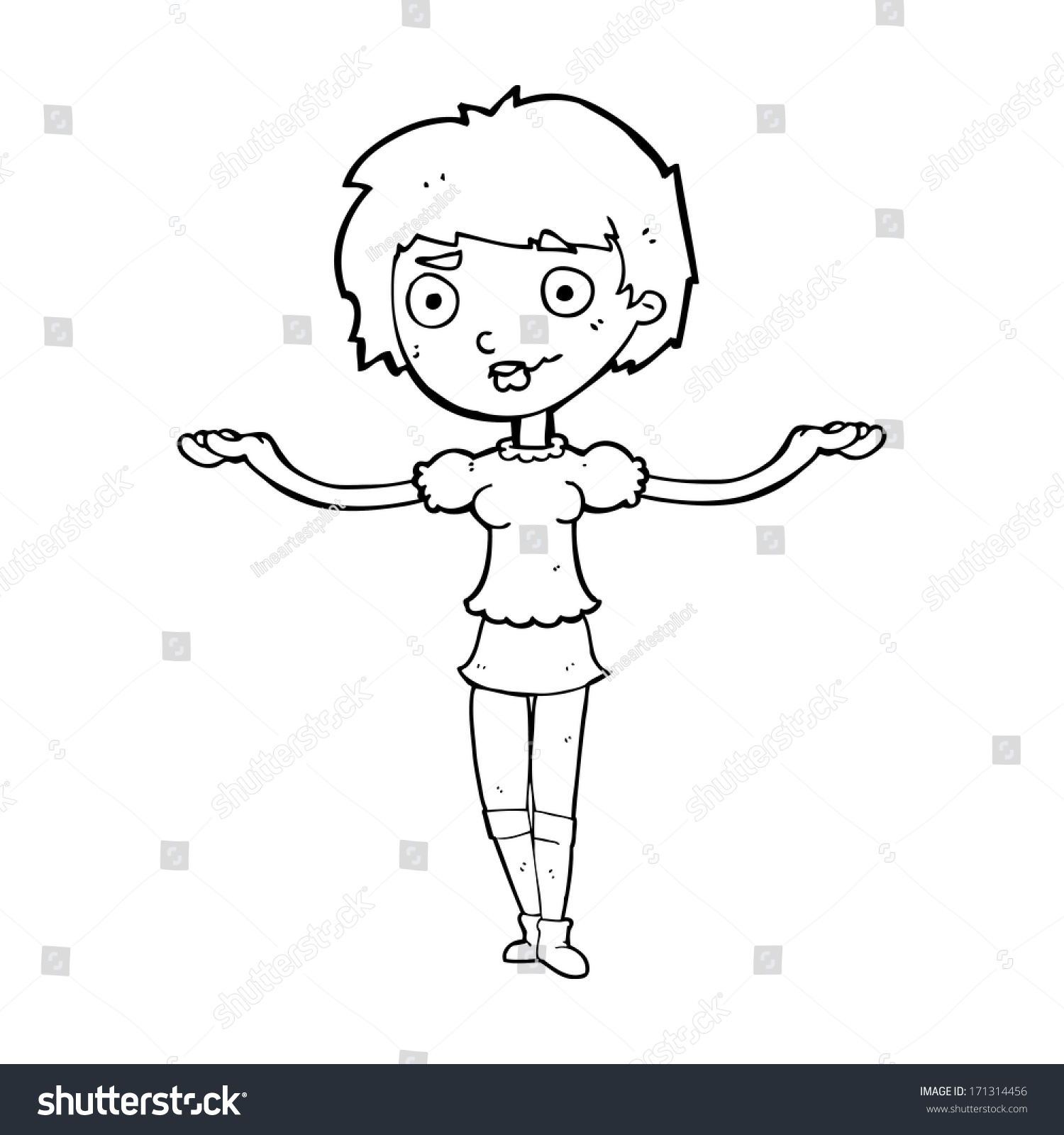 Cartoon Woman Spreading Arms Stock Vector Royalty Free 171314456 Shutterstock