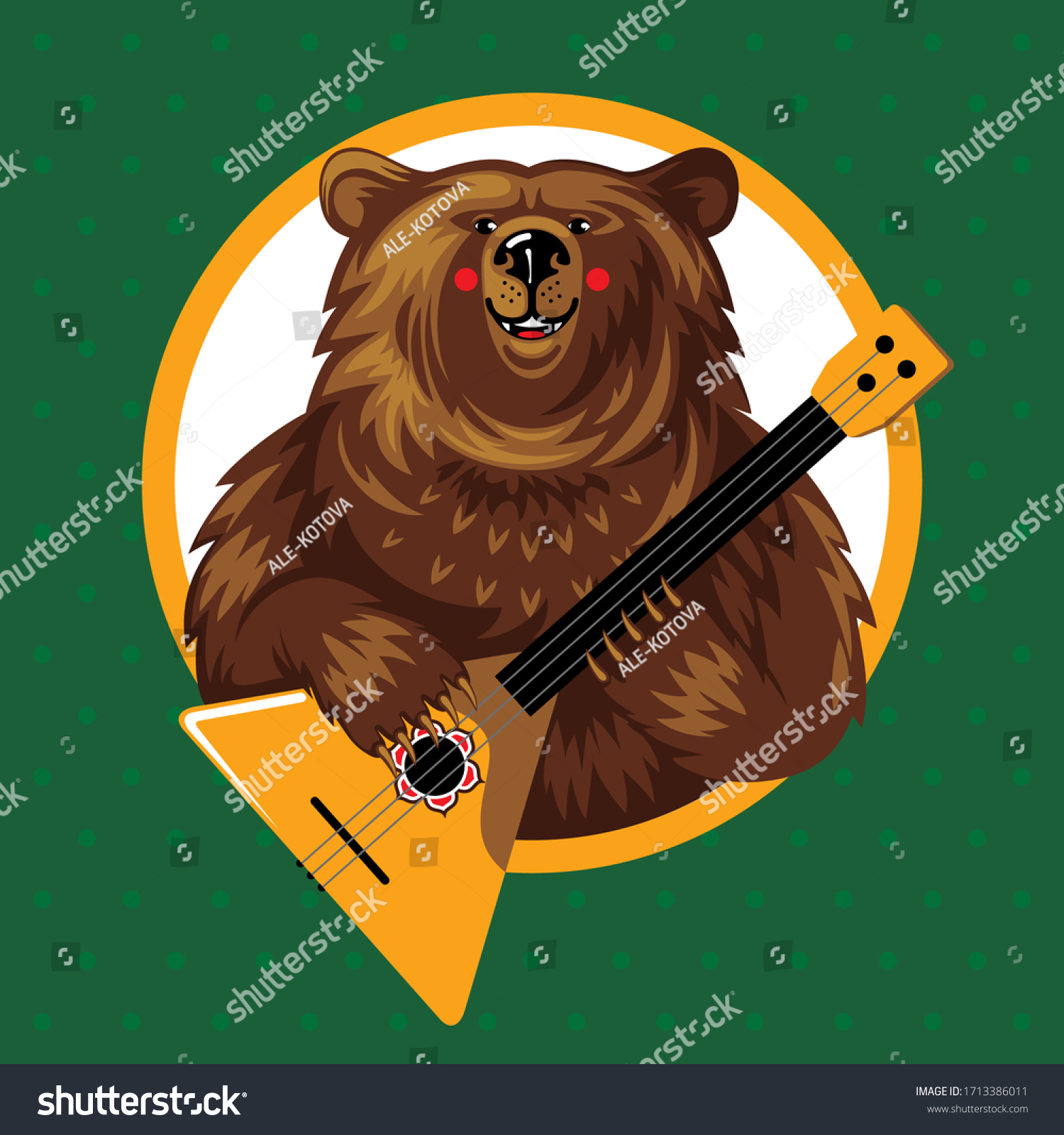 Медведь с балалайкой пляшет рисунок