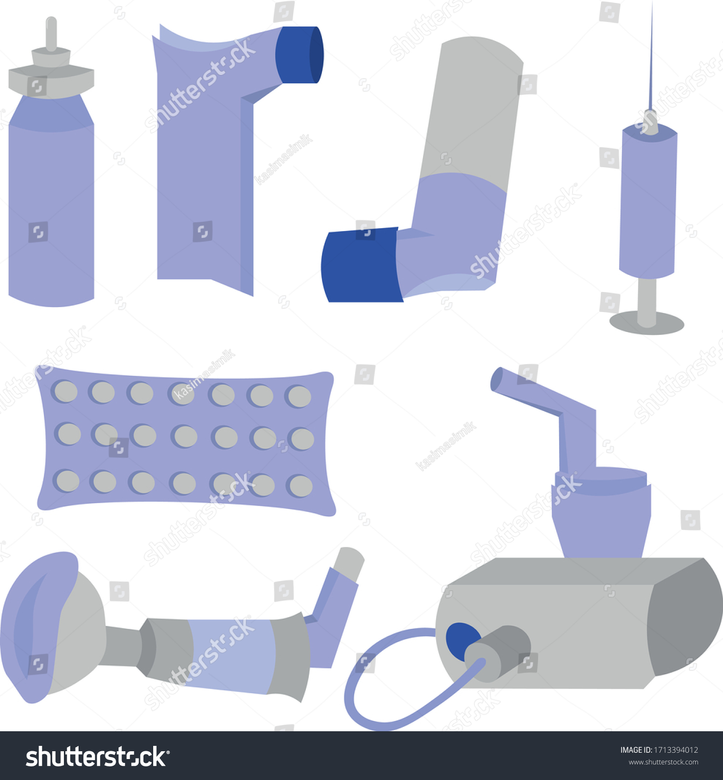 Set Objects Treatment Asthma Inhalers Spicer Stock Vector (Royalty Free ...