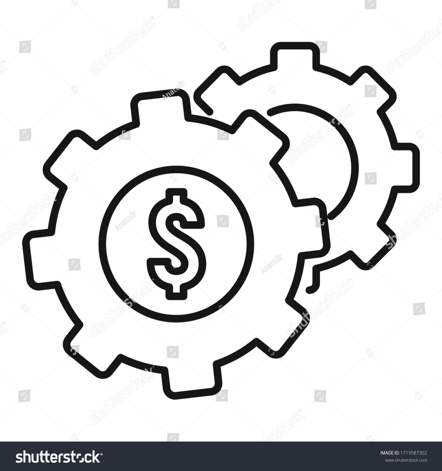 Money Gear System Icon Outline Money Stock Vector (Royalty Free ...