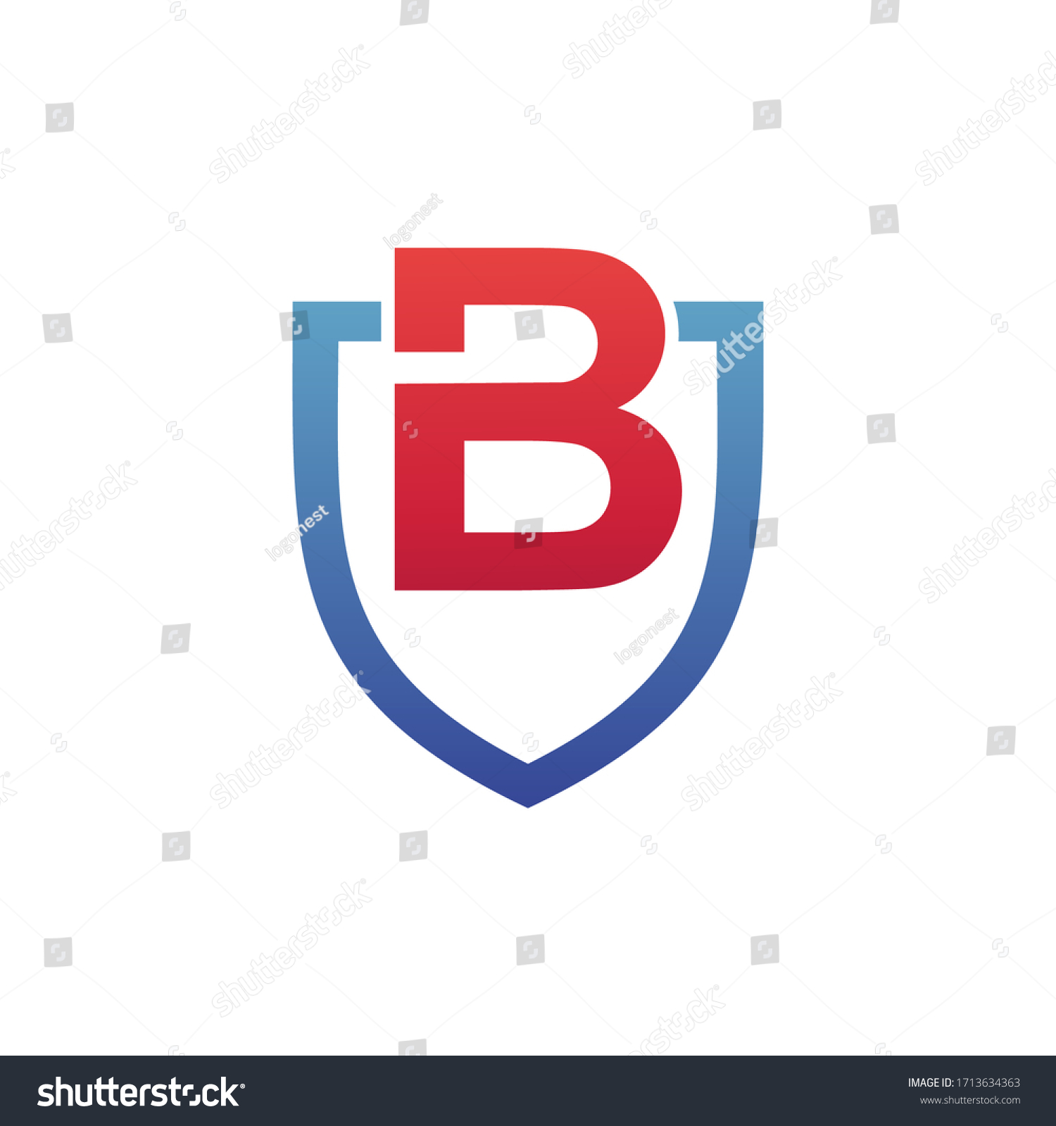 Letter B Shield Logo Design Stock Vector (Royalty Free) 1713634363 ...