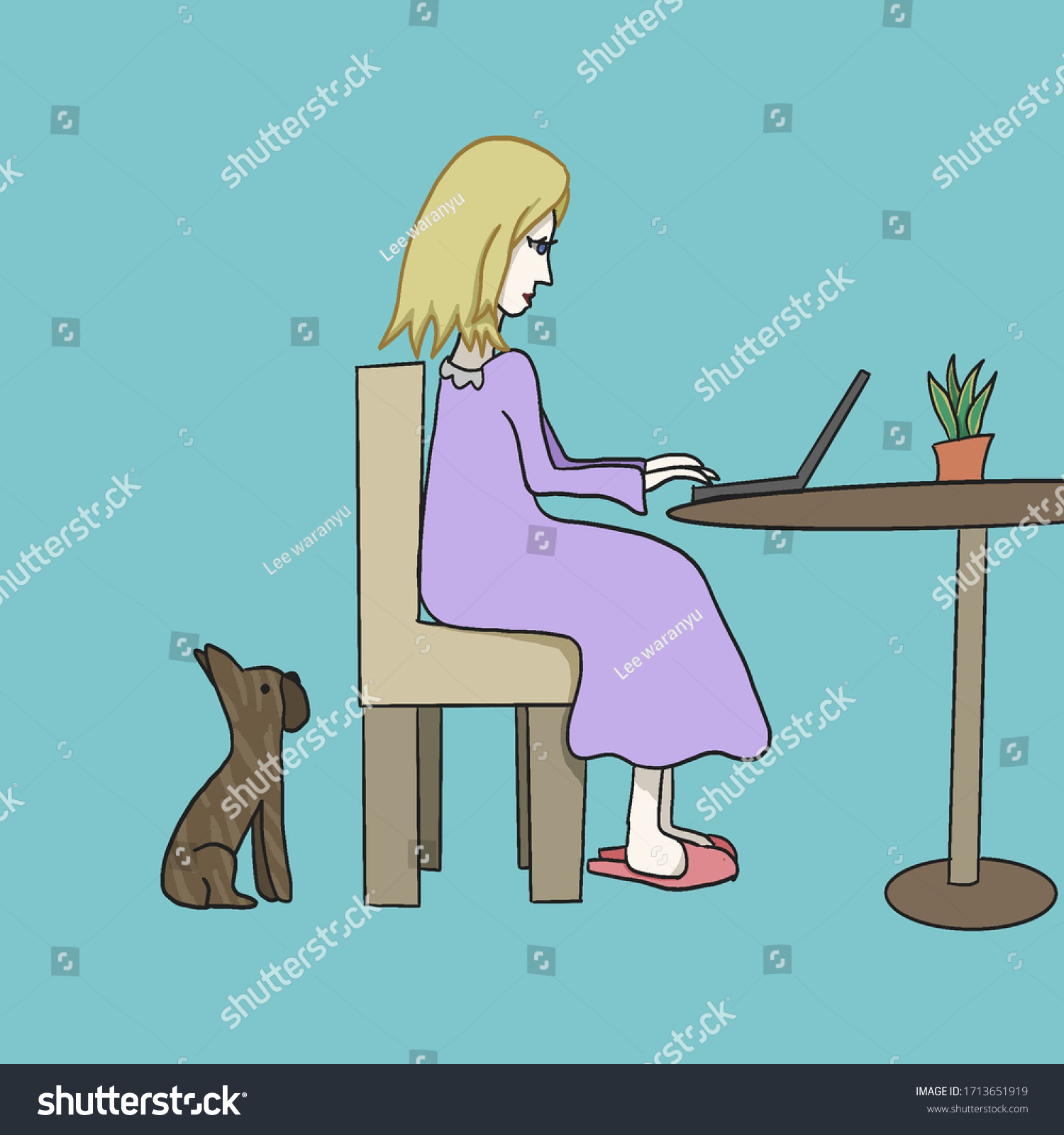 Working Home Concept Illustration Woman Working Stock Illustration ...