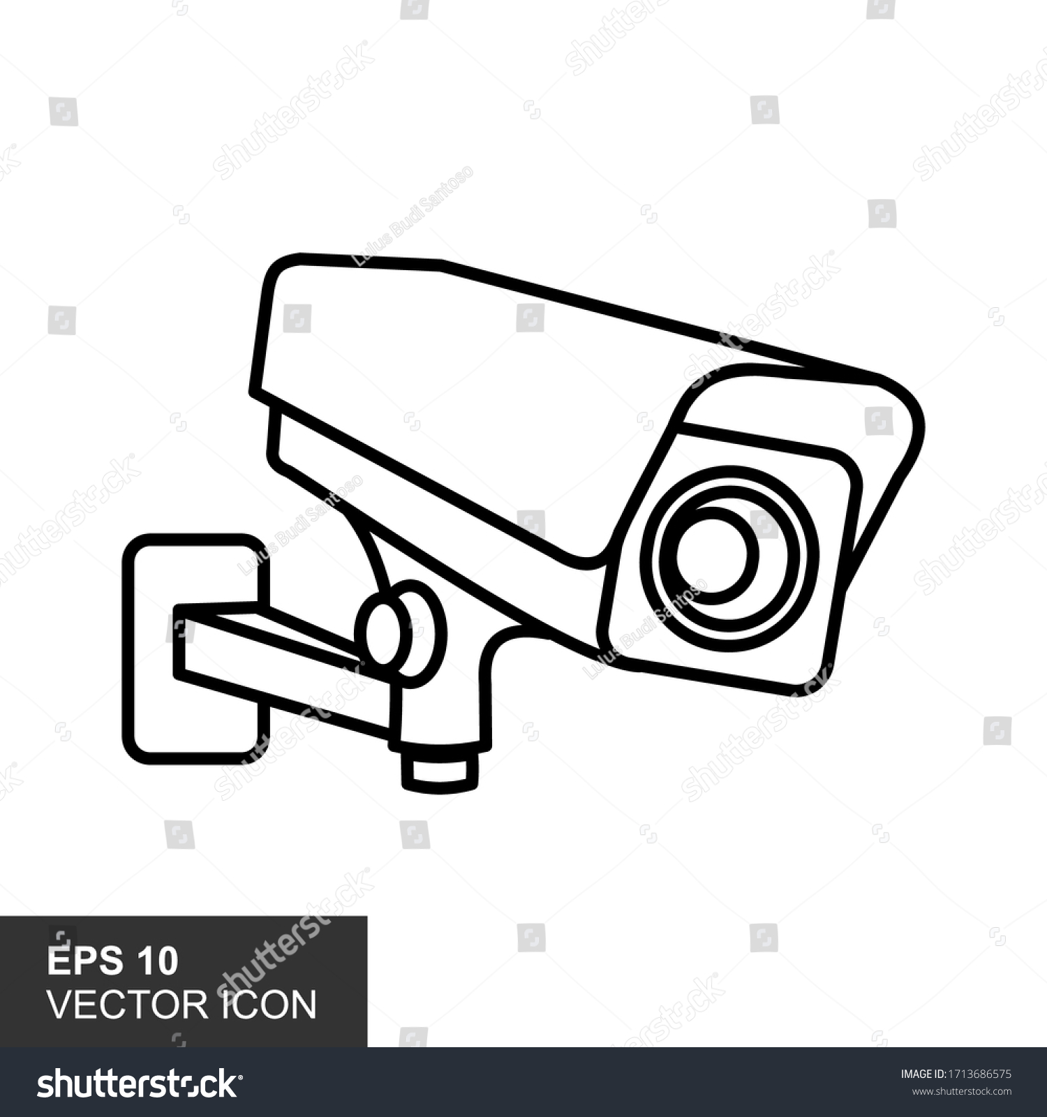 Illustration Outline Icon Isolated Cctv Camera Stock Vector (Royalty ...