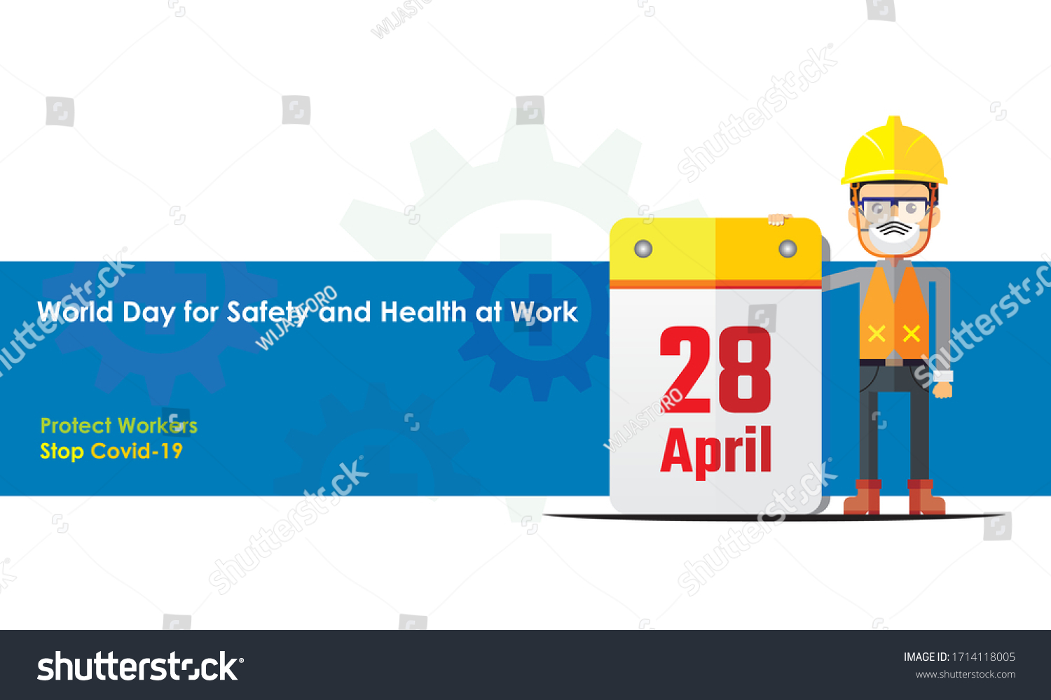 World Day Safety Health Work Banner Stock Vector Royalty Free