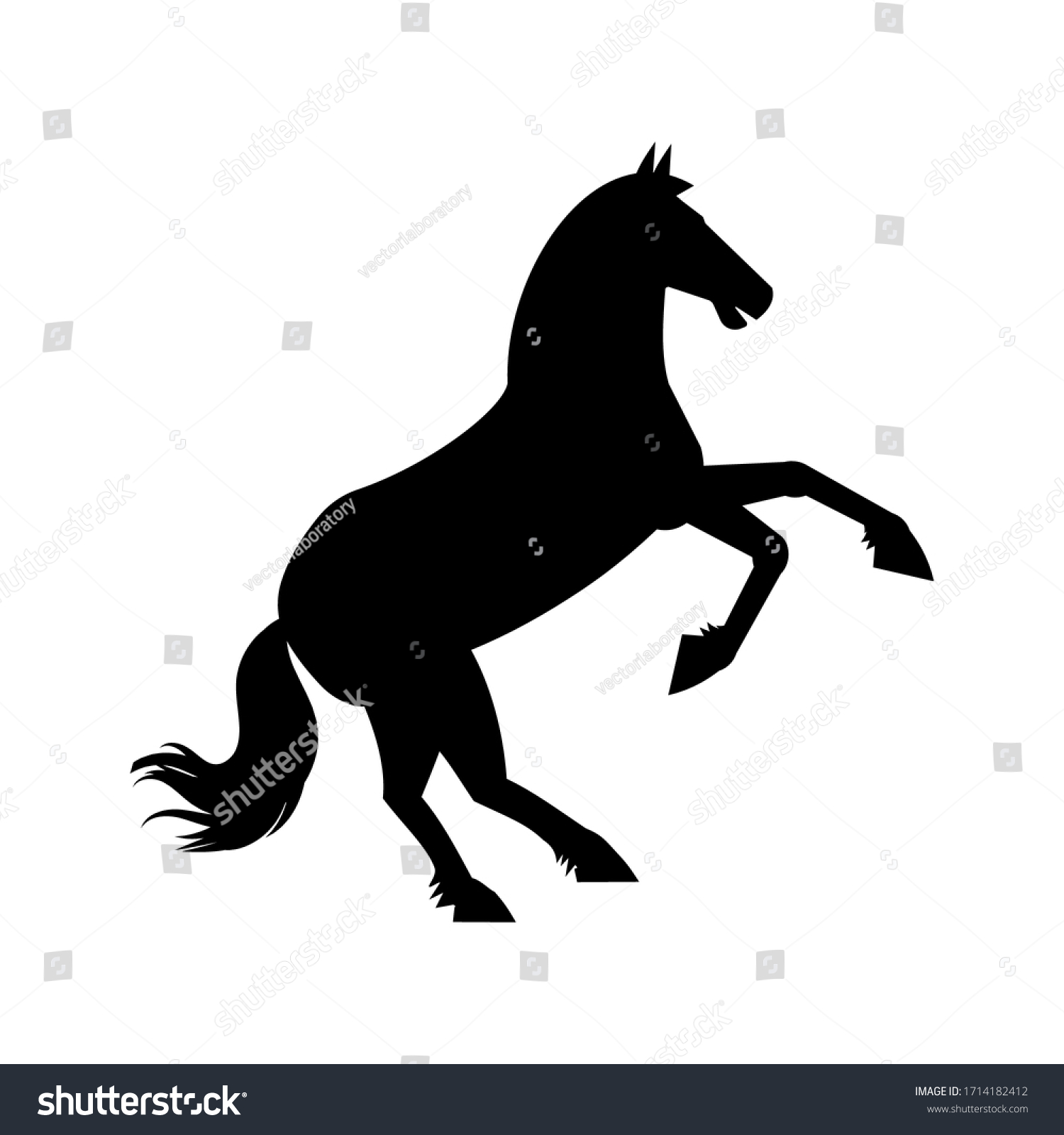 Black Silhouette Rearing Horse On White Stock Vector (Royalty Free ...