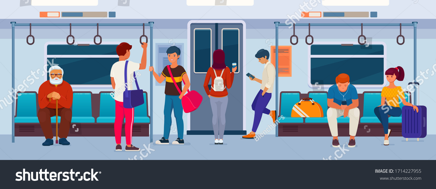 Public Transport Passengers Men Women Sit Stock Vector (Royalty Free ...