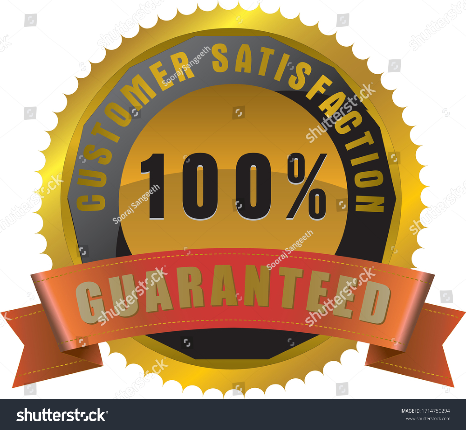 Customer Satisfaction Guaranteed Gold Badge Banner Stock Vector Royalty Free 1714750294