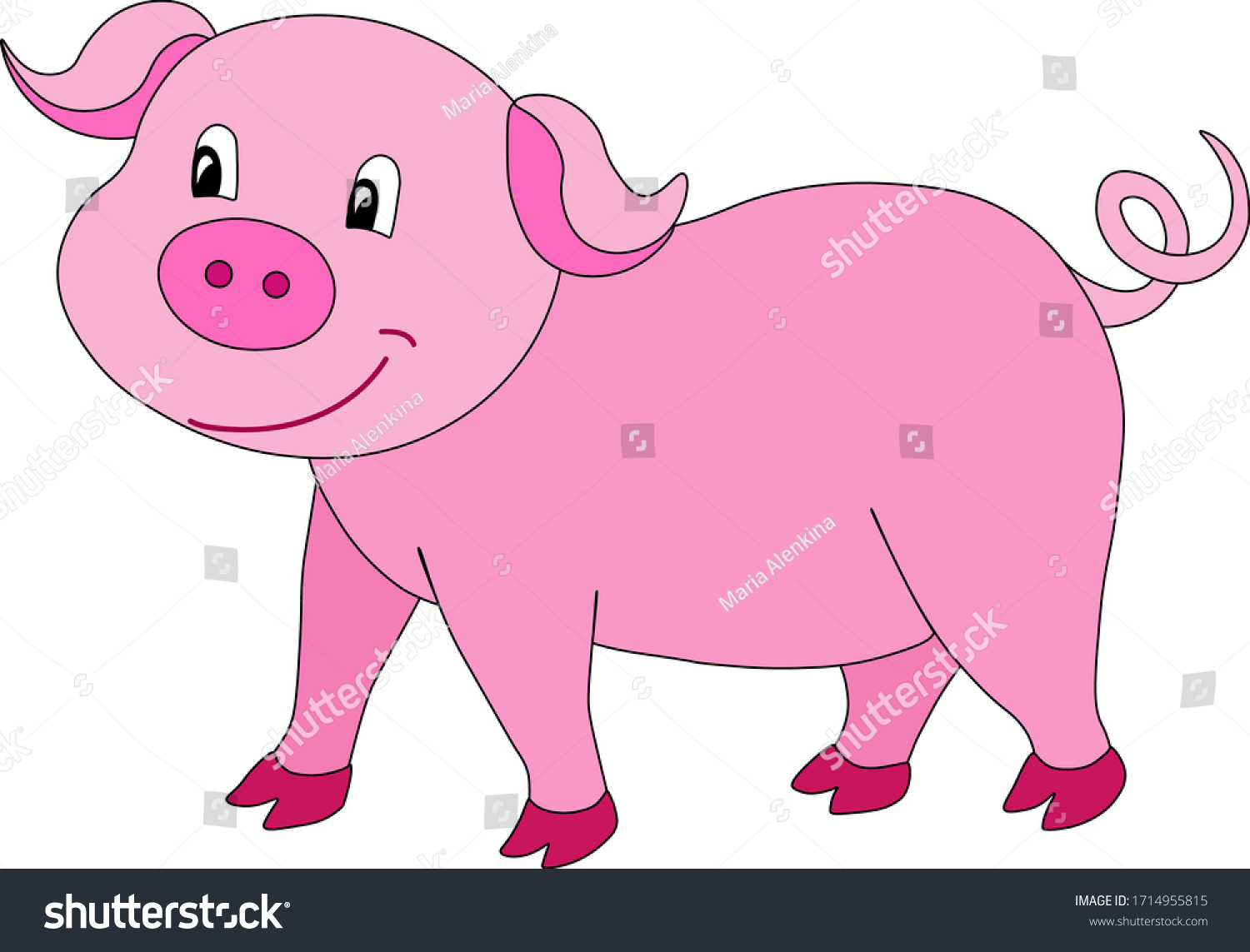 Pig On White Background Vector Illustration Stock Vector (Royalty Free)  1714955815 | Shutterstock