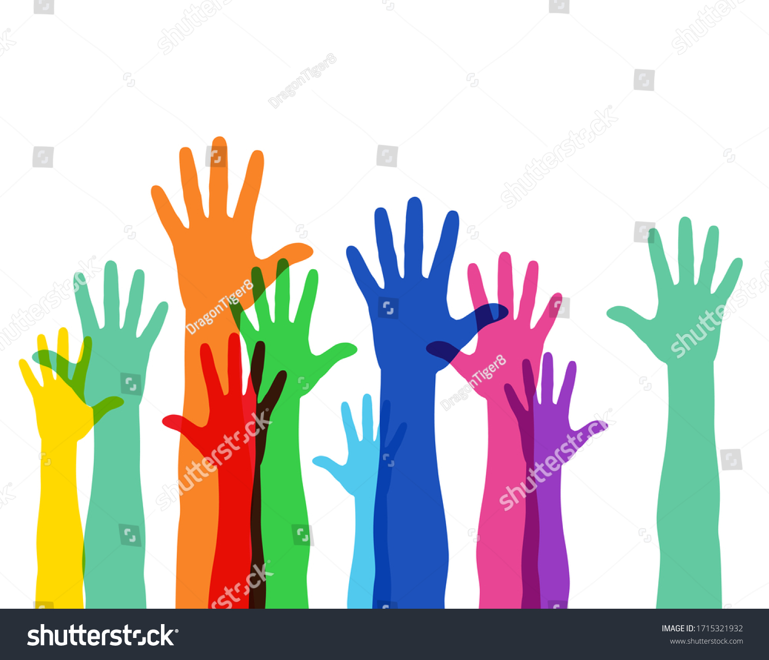 Illustration Crowd Raising Hands Stock Vector (Royalty Free) 1715321932 ...