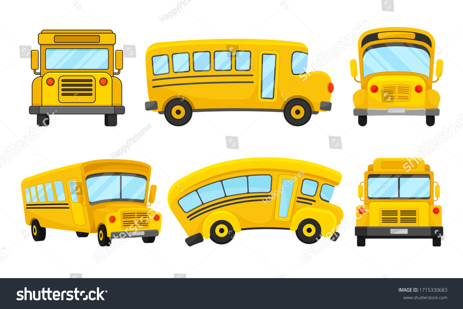 Yellow School Bus Viewed Different Angles Stock Vector (Royalty Free ...