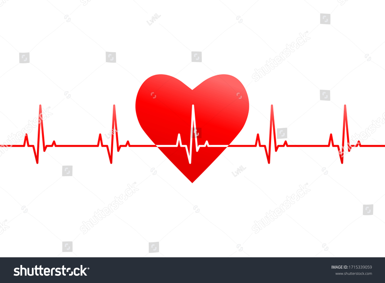 Red Heart Shape Heartbeat Rate Pulse Stock Vector (Royalty Free ...