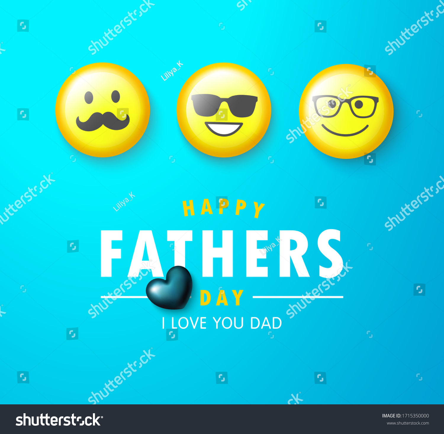 Happy Fathers Day Banner Yellow Emoticons Stock Vector (Royalty Free ...