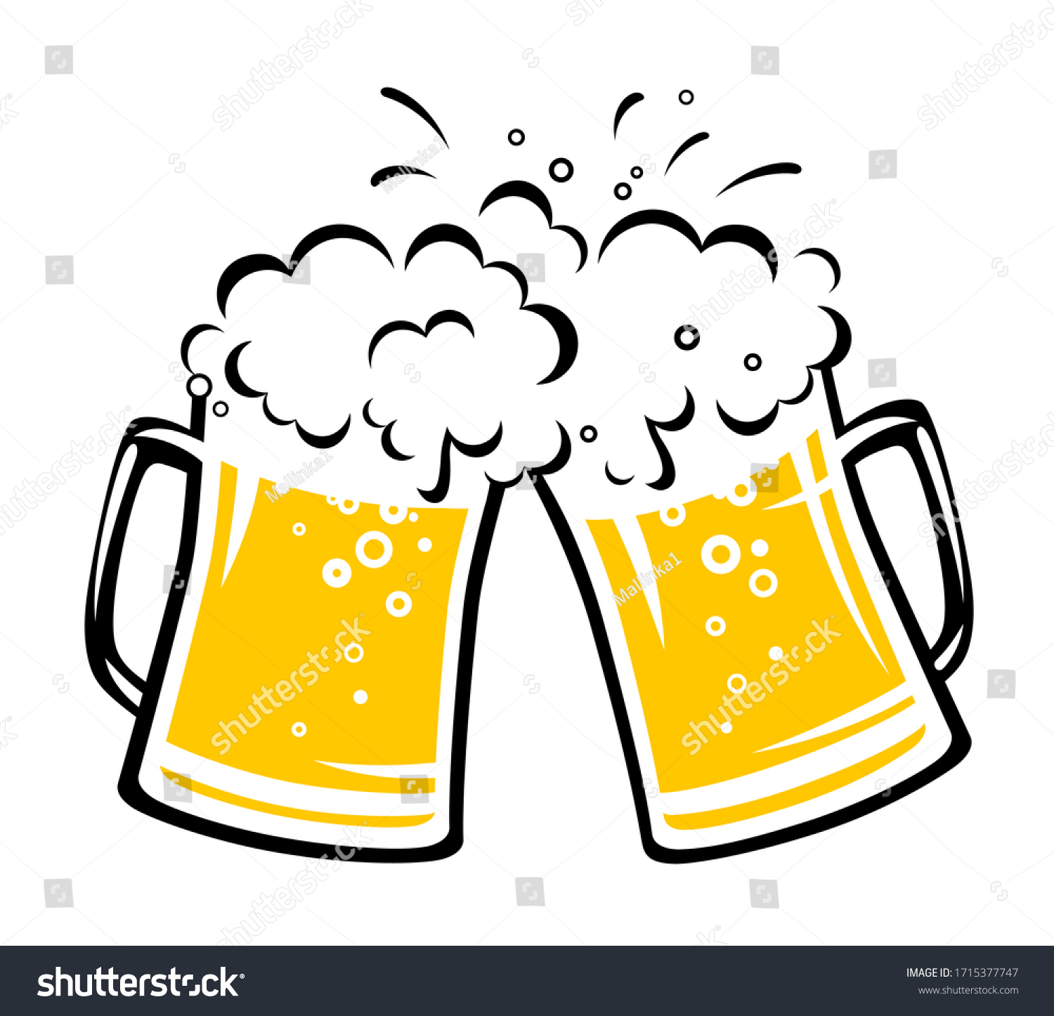 Two Hand Drawn Clinking Beer Mugs Stock Vector (Royalty Free ...