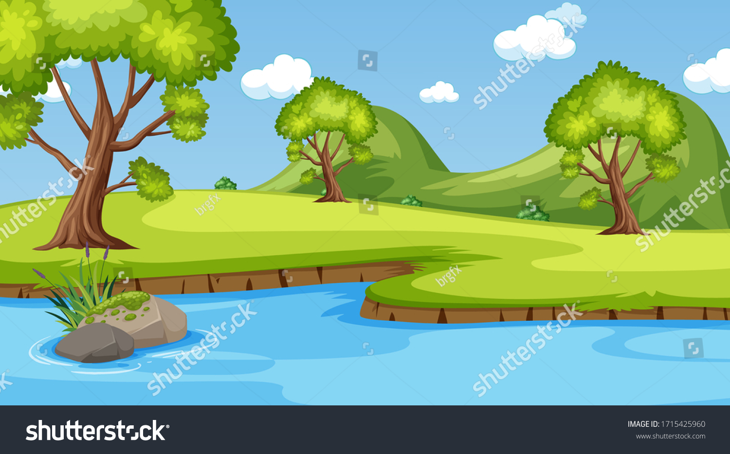 Background Scene Many Trees Park Illustration Stock Vector (Royalty ...