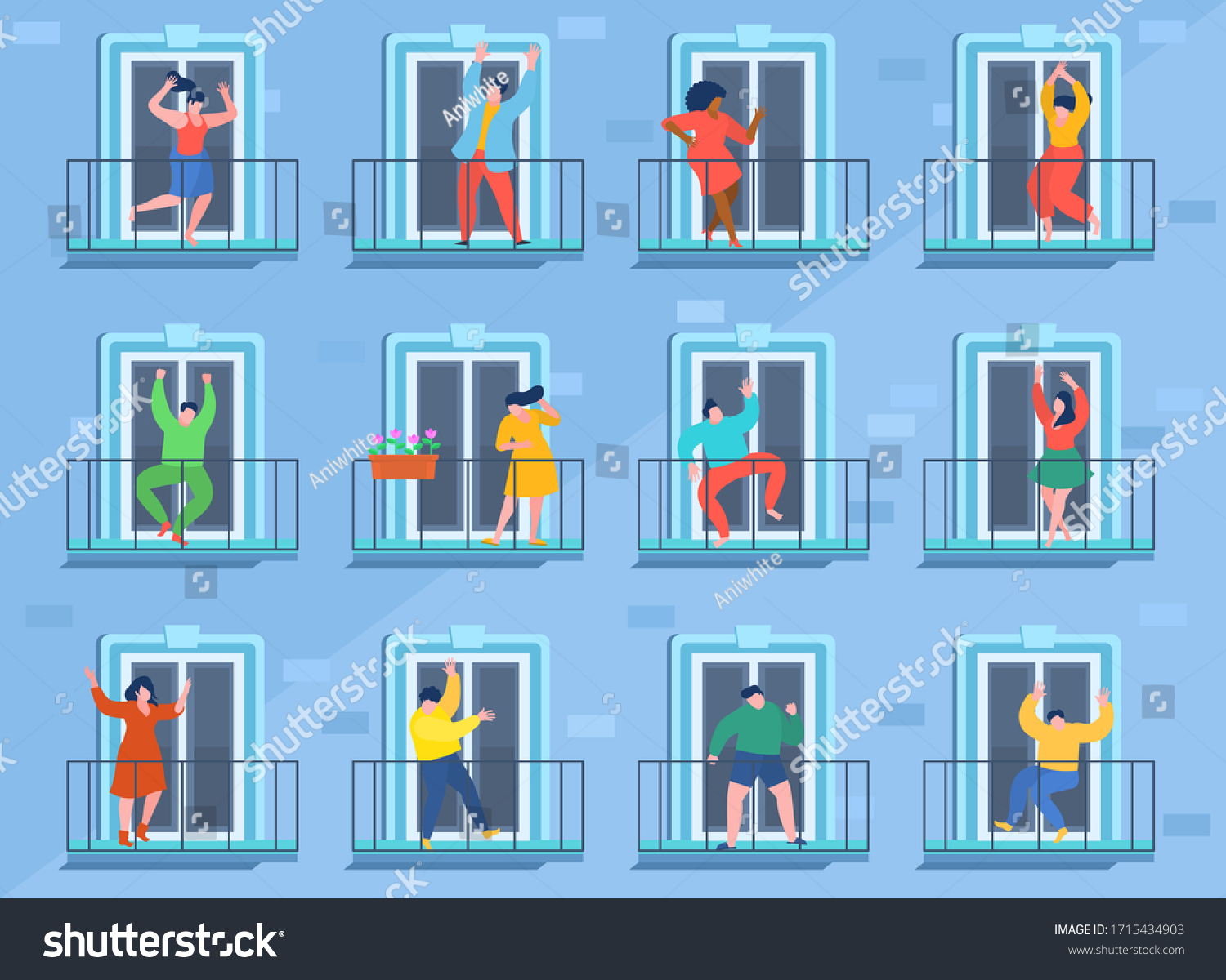 Concept Quarantine People Staing Home Dance Stock Vector (Royalty Free ...