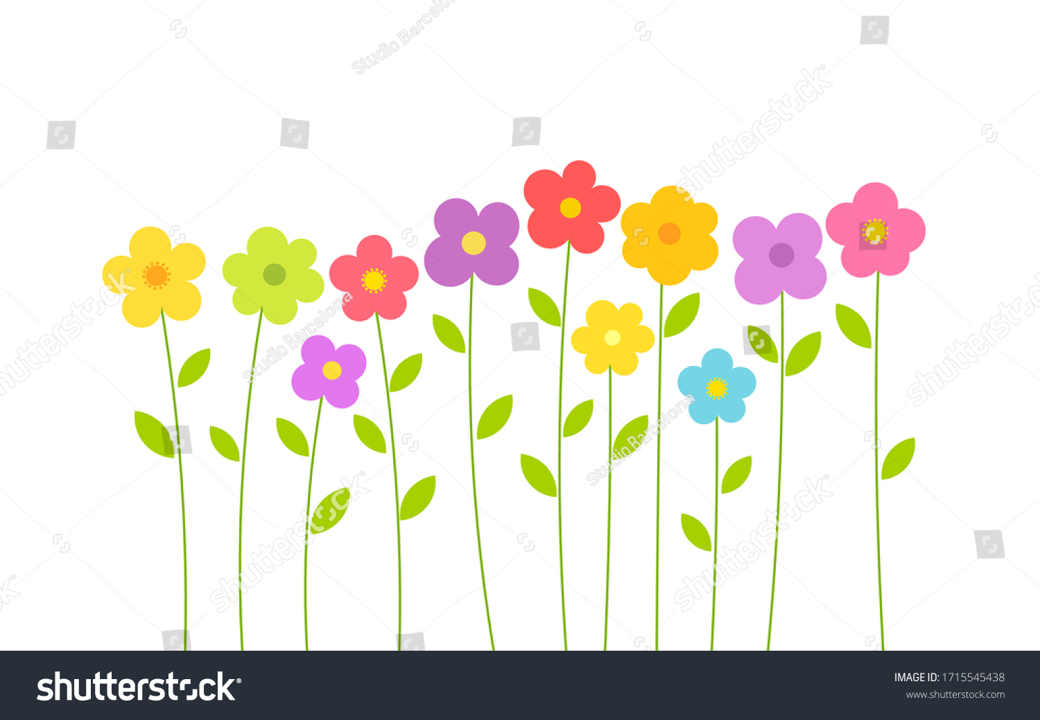 Cute Colorful Summer Flowers On White Stock Vector (royalty Free 