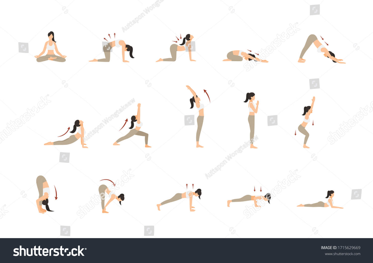 Woman Yoga Pose Back Pain Relief Stock Vector (Royalty Free) 1715629669 ...