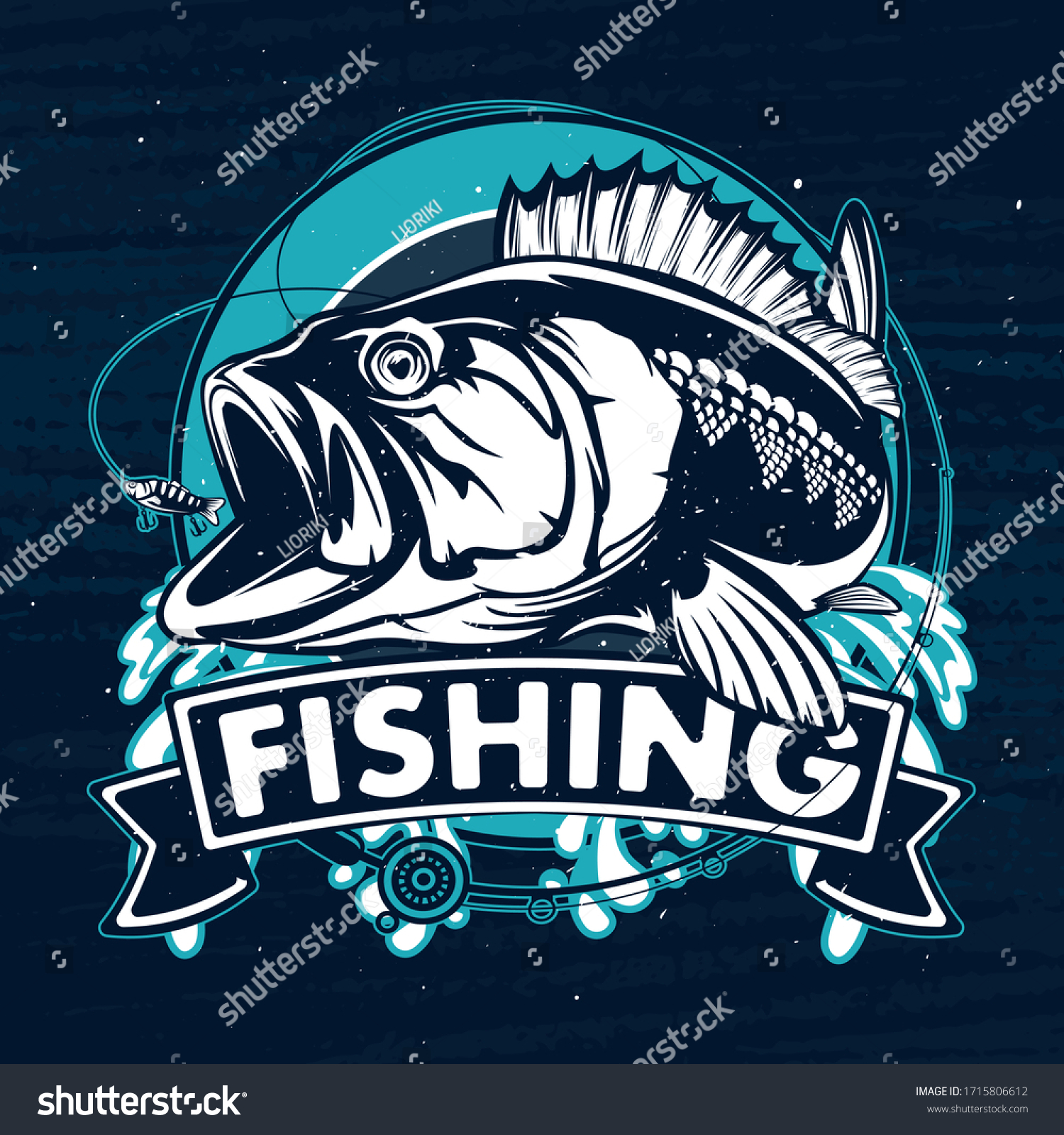 Fishing Logo Bass Fish Rod Club Stock Vector (royalty Free) 1715806612 