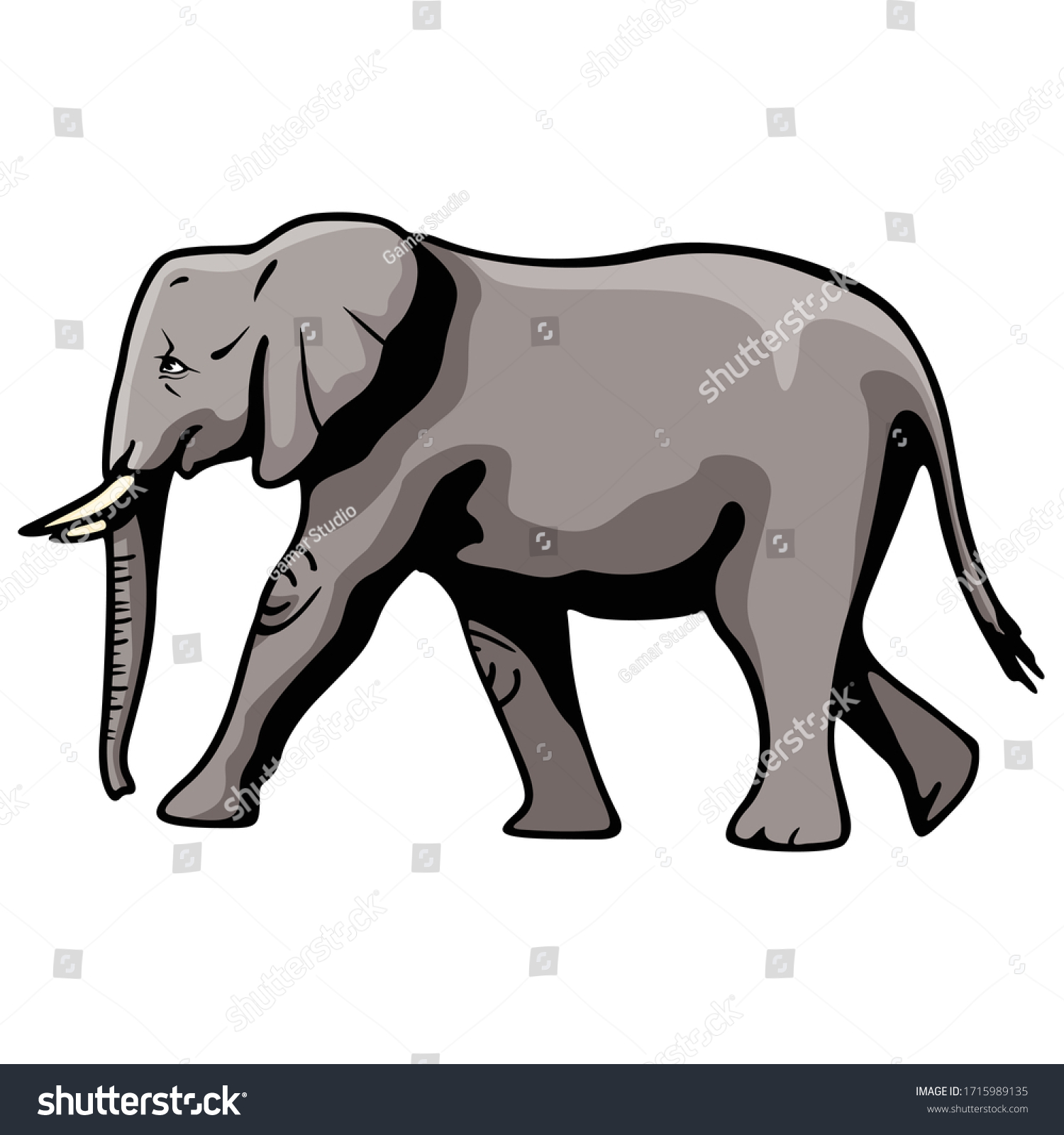 Elephant Animal Cartoon Character Vector Illustration Stock Vector ...