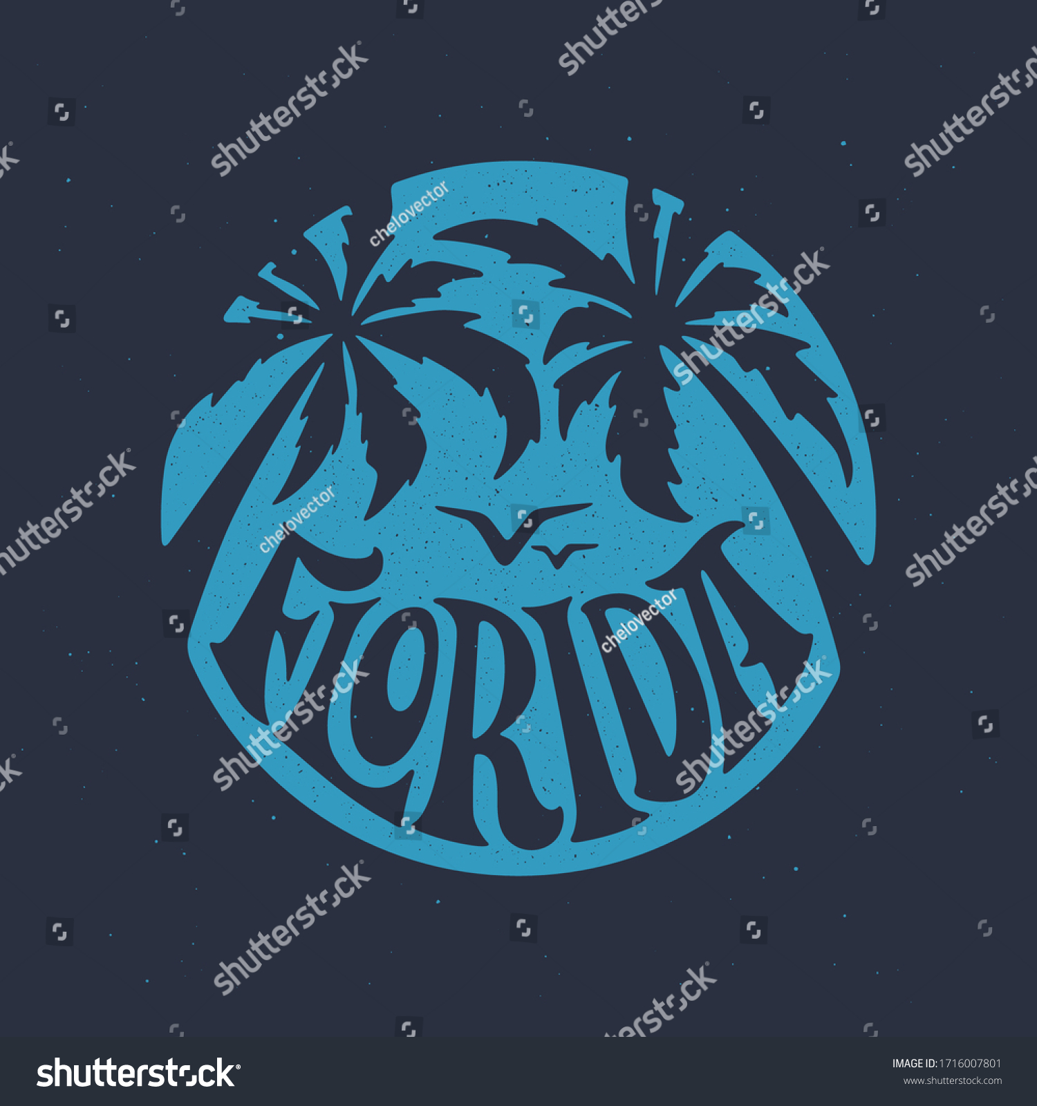 Florida Miami Tshirt Design Hand Drawn Stock Vector (Royalty Free ...