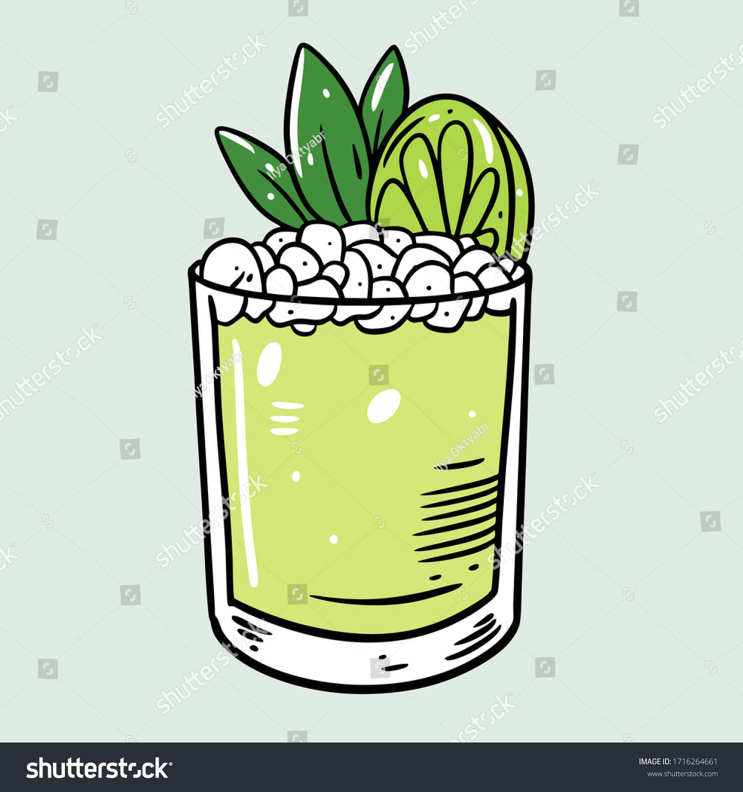 Cocktail Lime Mint Cartoon Flat Vector Stock Vector (Royalty Free ...