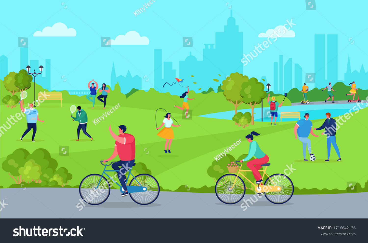 People Park Free Time Vector Illustration Stock Vector (Royalty Free ...