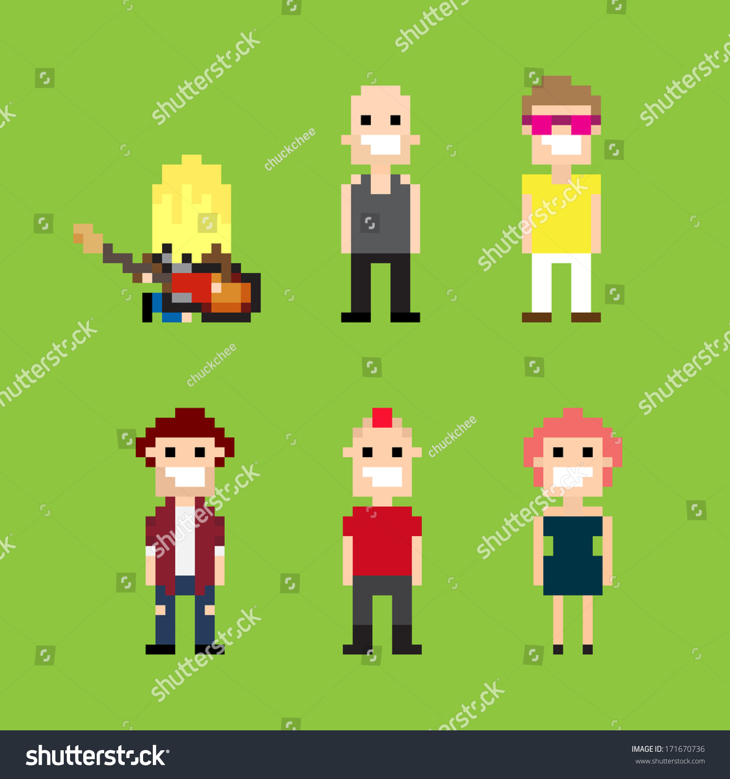 Pixel Art Guitar Player People Stock Vector (royalty Free) 171670736 