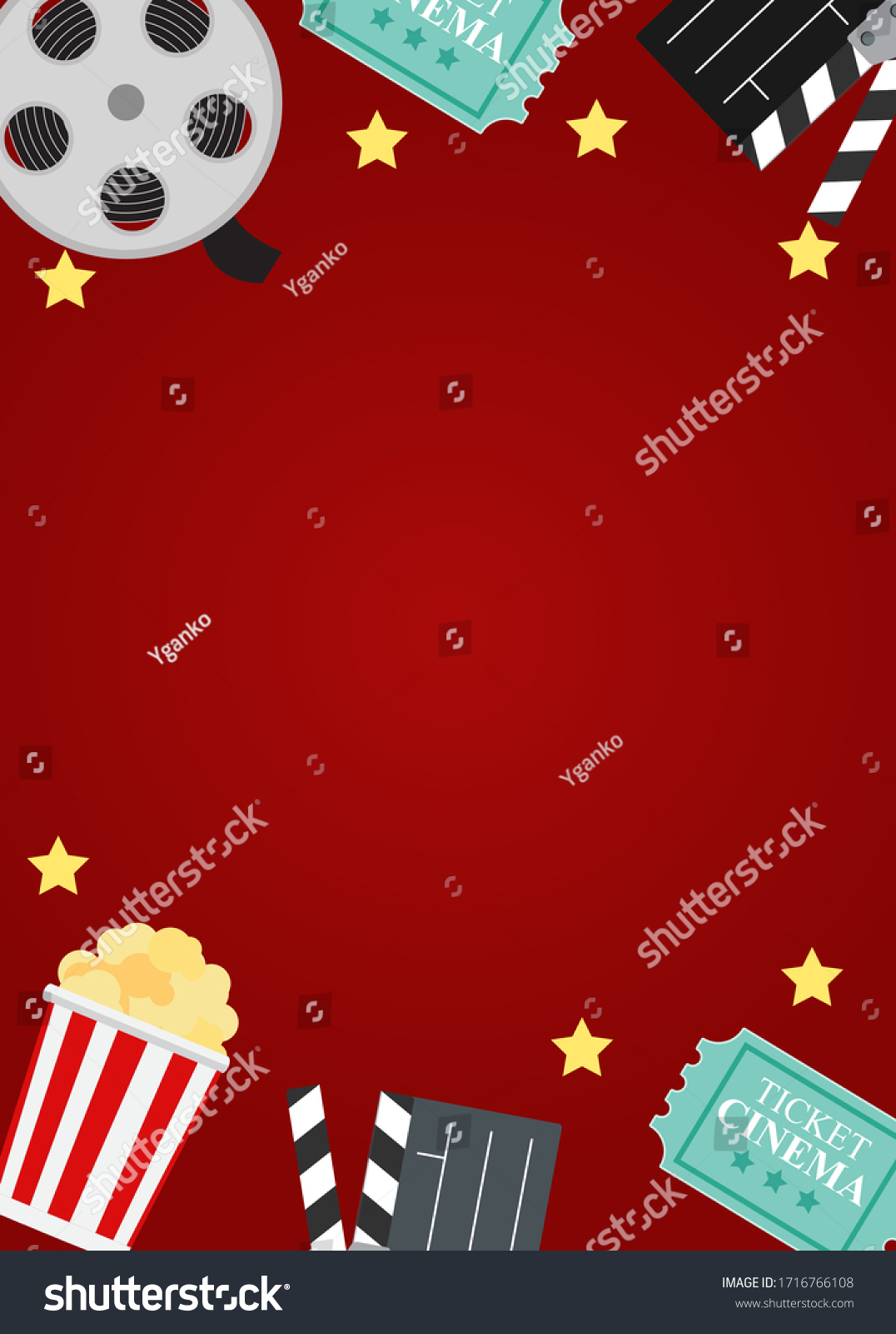 Abstract Movie Night Cinema Flat Background Stock Vector (Royalty Free ...