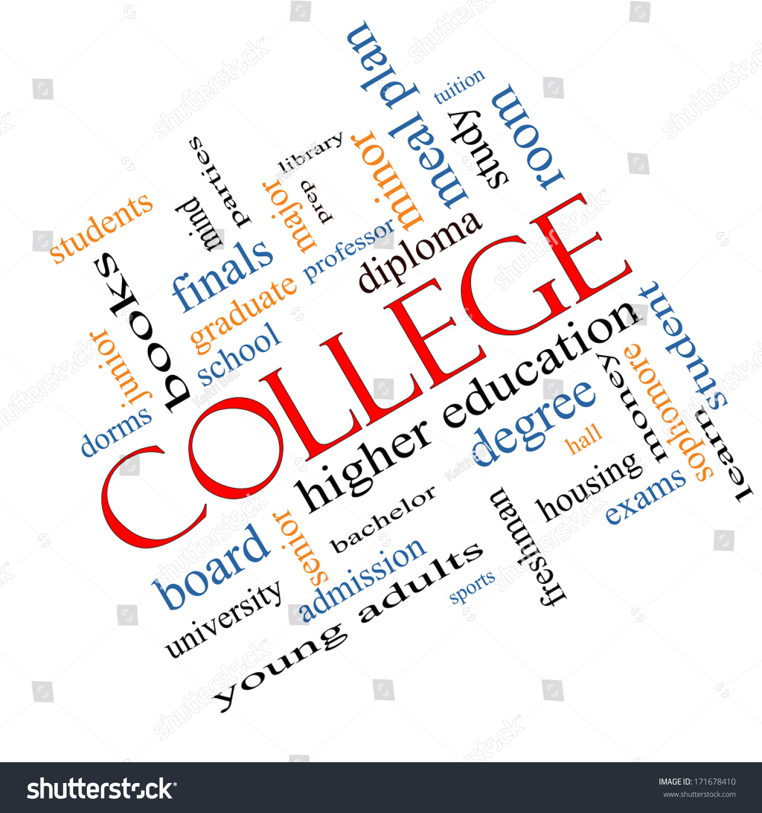 College Word Cloud Concept Angled Great Stock Illustration 171678410 ...