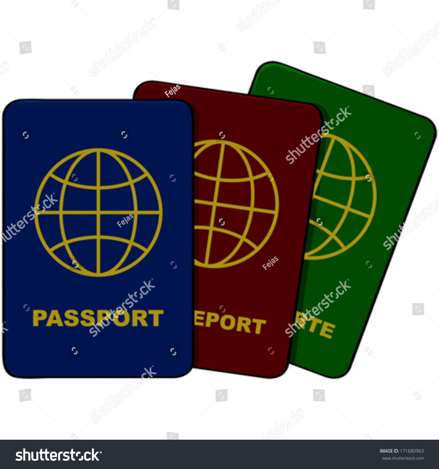 Cartoon Vector Illustration Showing Three Passports Stock Vector Royalty Free 171680963 2119