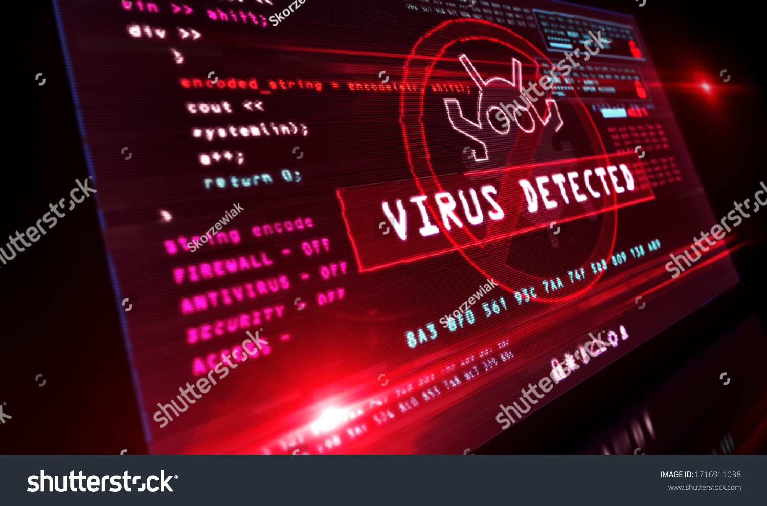 Virus Detected Alert On Computer Screen Stock Illustration 1716911038 ...