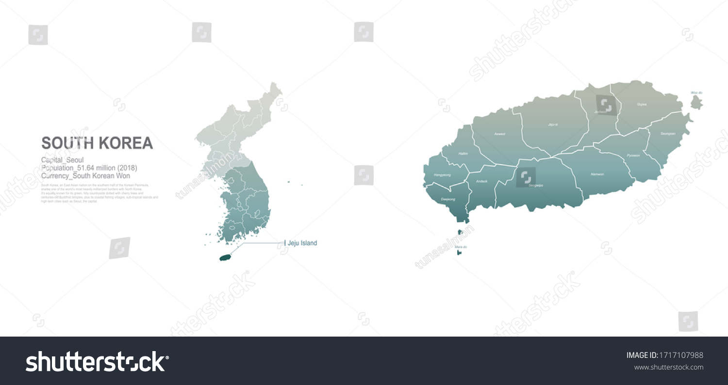 Jeju Island Map South Korea City Stock Vector (Royalty Free) 1717107988 ...