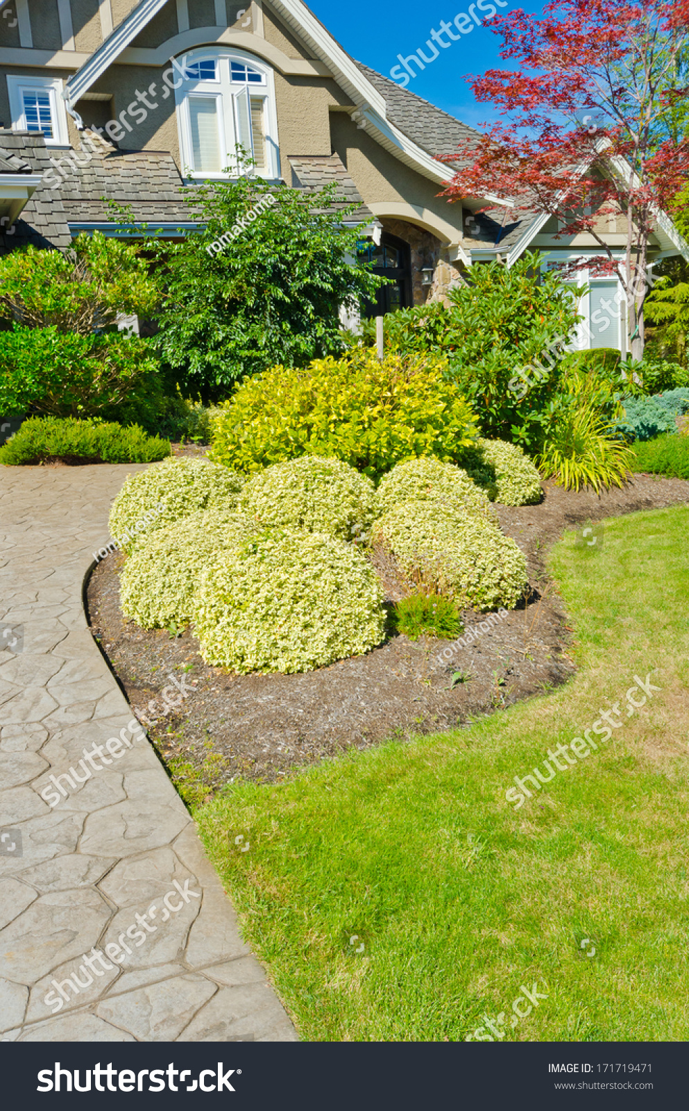 Nicely Trimmed Bushes Front House Front Stock Photo (Edit Now) 171719471.