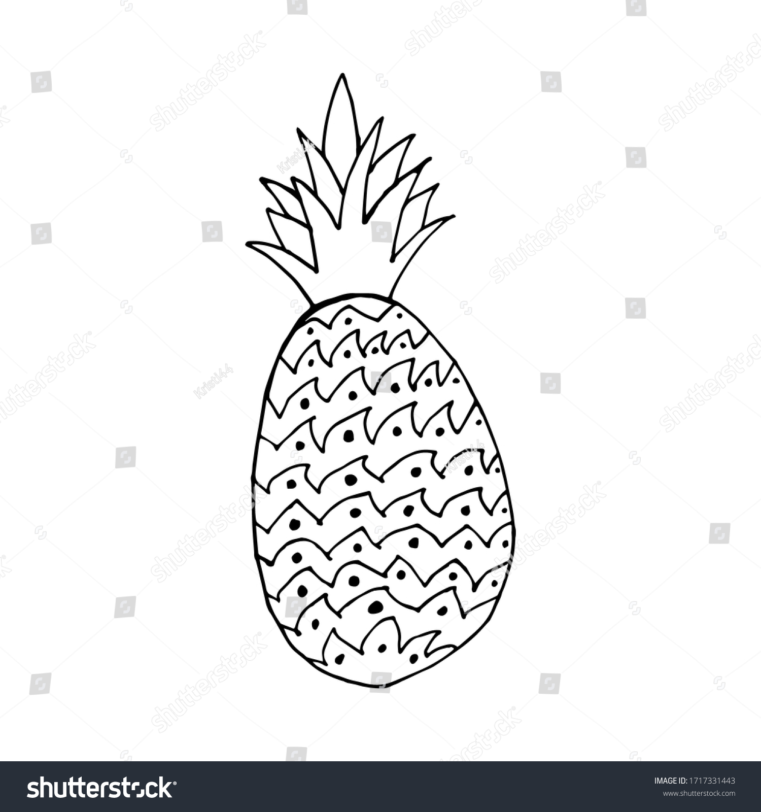 Doodle Icon Pineapple Contour Drawing Pineapple Stock Vector (royalty 