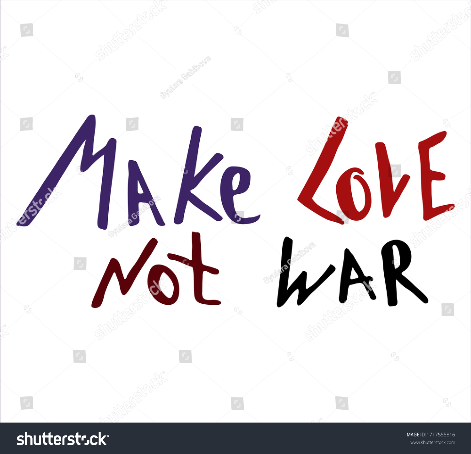 Make Love Not War Hand Lettering Stock Vector Royalty Free 1717555816 Shutterstock 