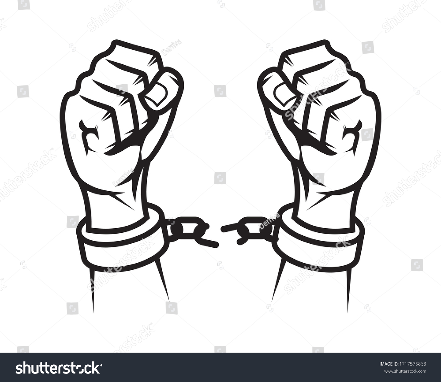 Broken Handcuff Symbol Freedom Silhouette Style Stock Vector (Royalty ...