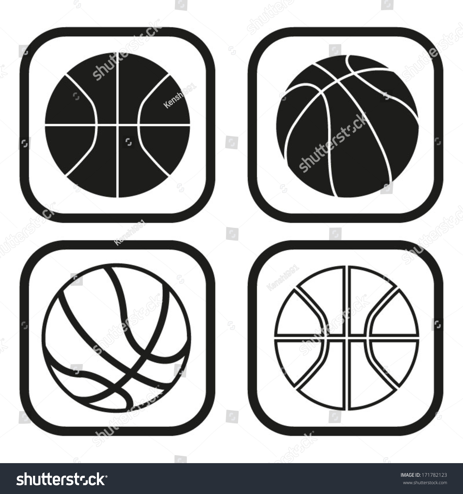 Basketball Ball Icon Four Variations Stock Vector (Royalty Free ...