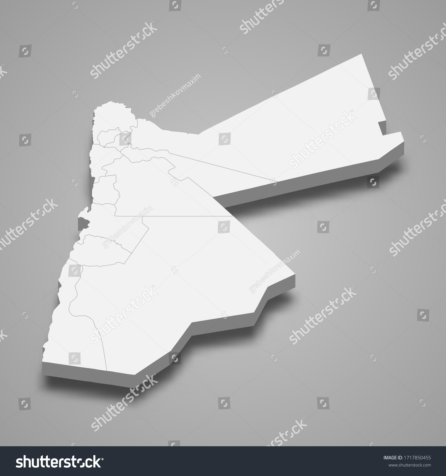 3d Map Jordan Borders Regions Stock Vector Royalty Free 1717850455   Stock Vector  D Map Of Jordan With Borders Of Regions 1717850455 