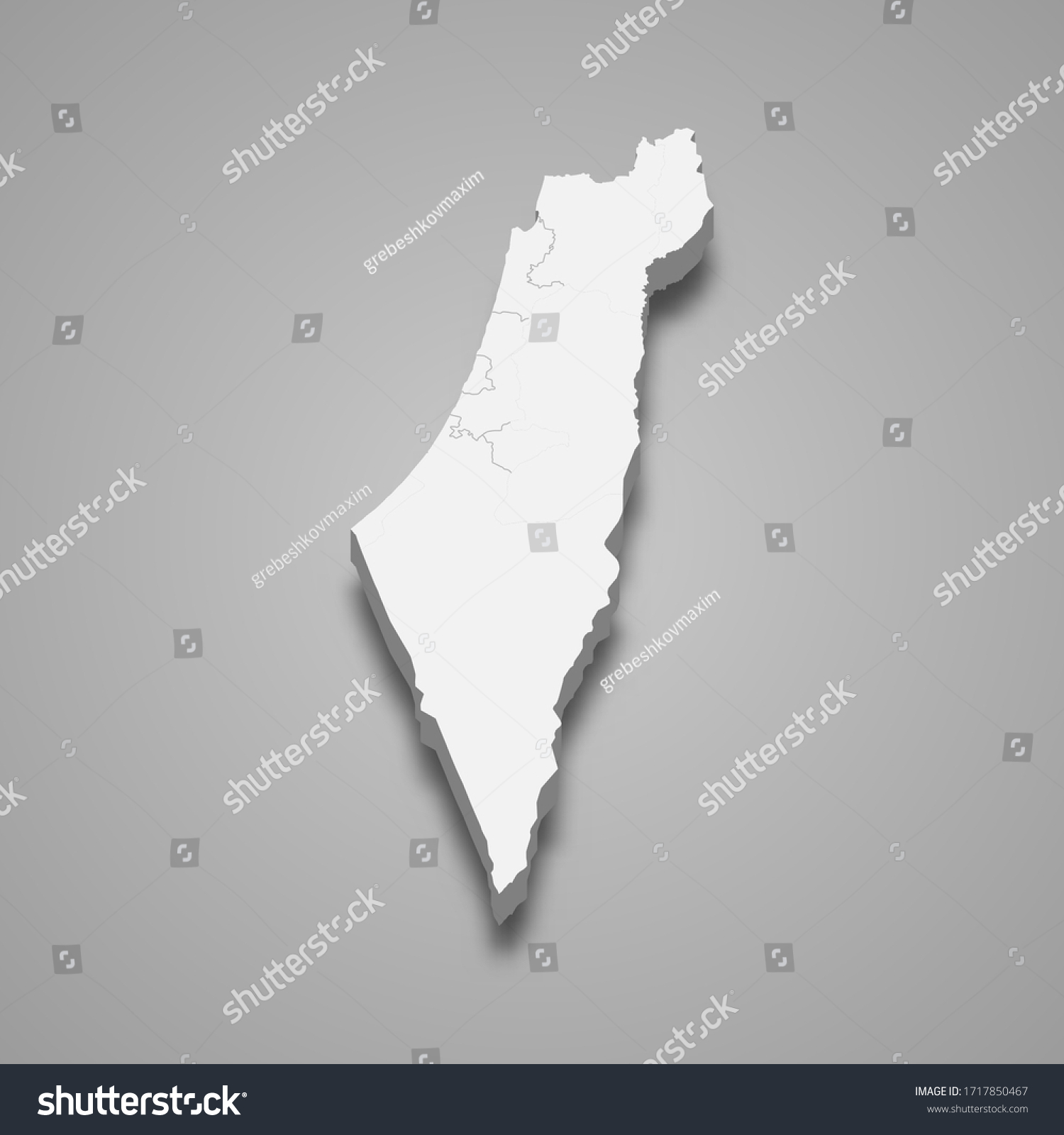 3d Map Israel Borders Regions Stock Vector (Royalty Free) 1717850467 ...