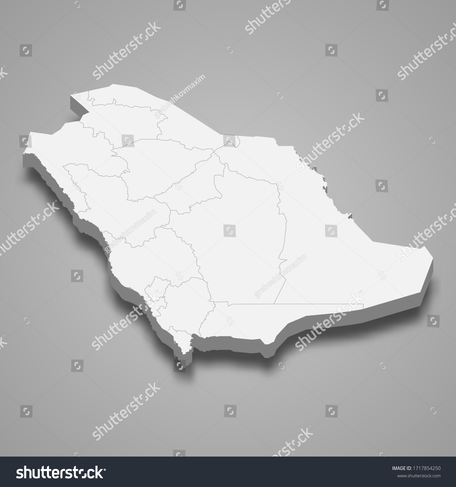 3d Map Saudi Arabia Borders Regions Stock Vector (Royalty Free ...