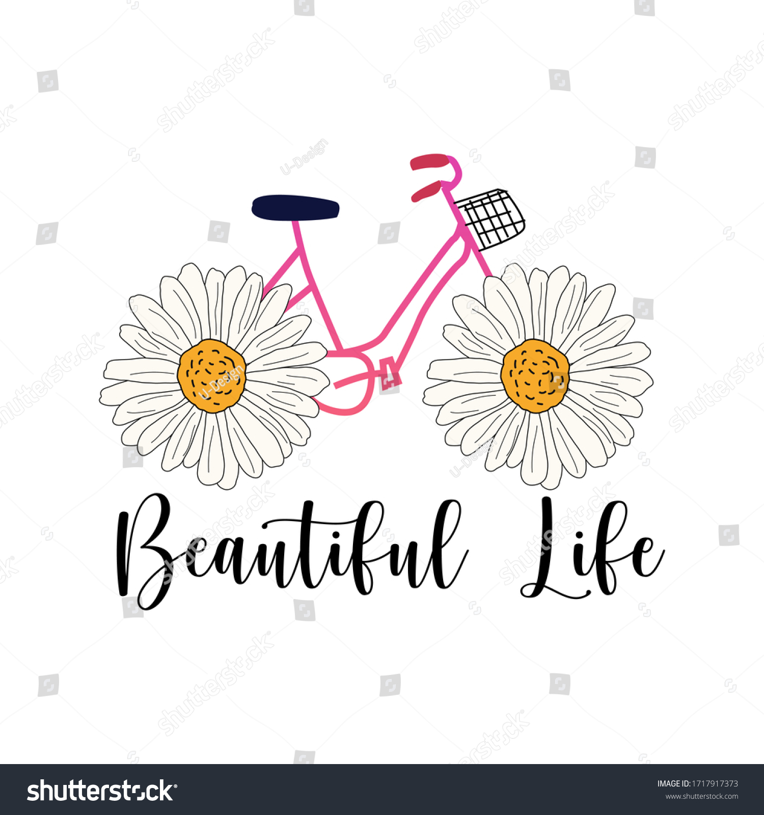 Daisy Quote Beautiful Life Vector Bicycle Stock Vector (Royalty Free ...