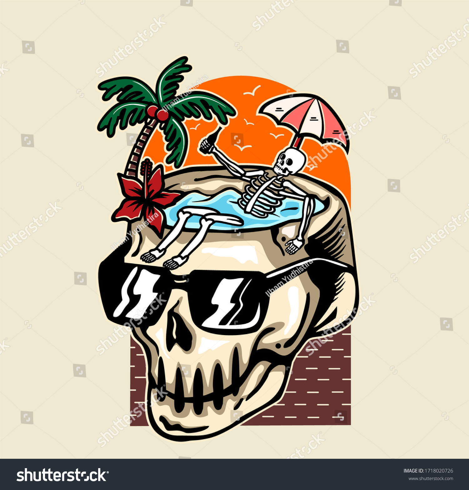 Skull Endless Summer Enjoy Head Skull Stock Vector (Royalty Free ...