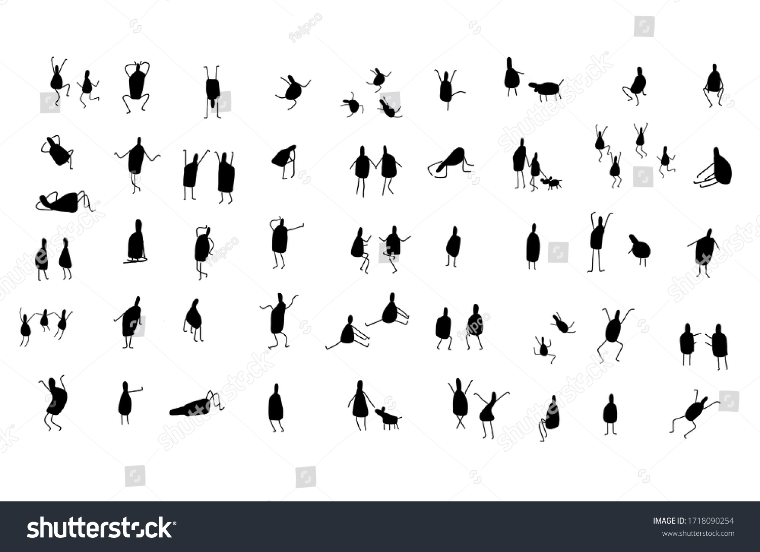 Silhouette People Architecture Sketch People Many Stock Vector Royalty