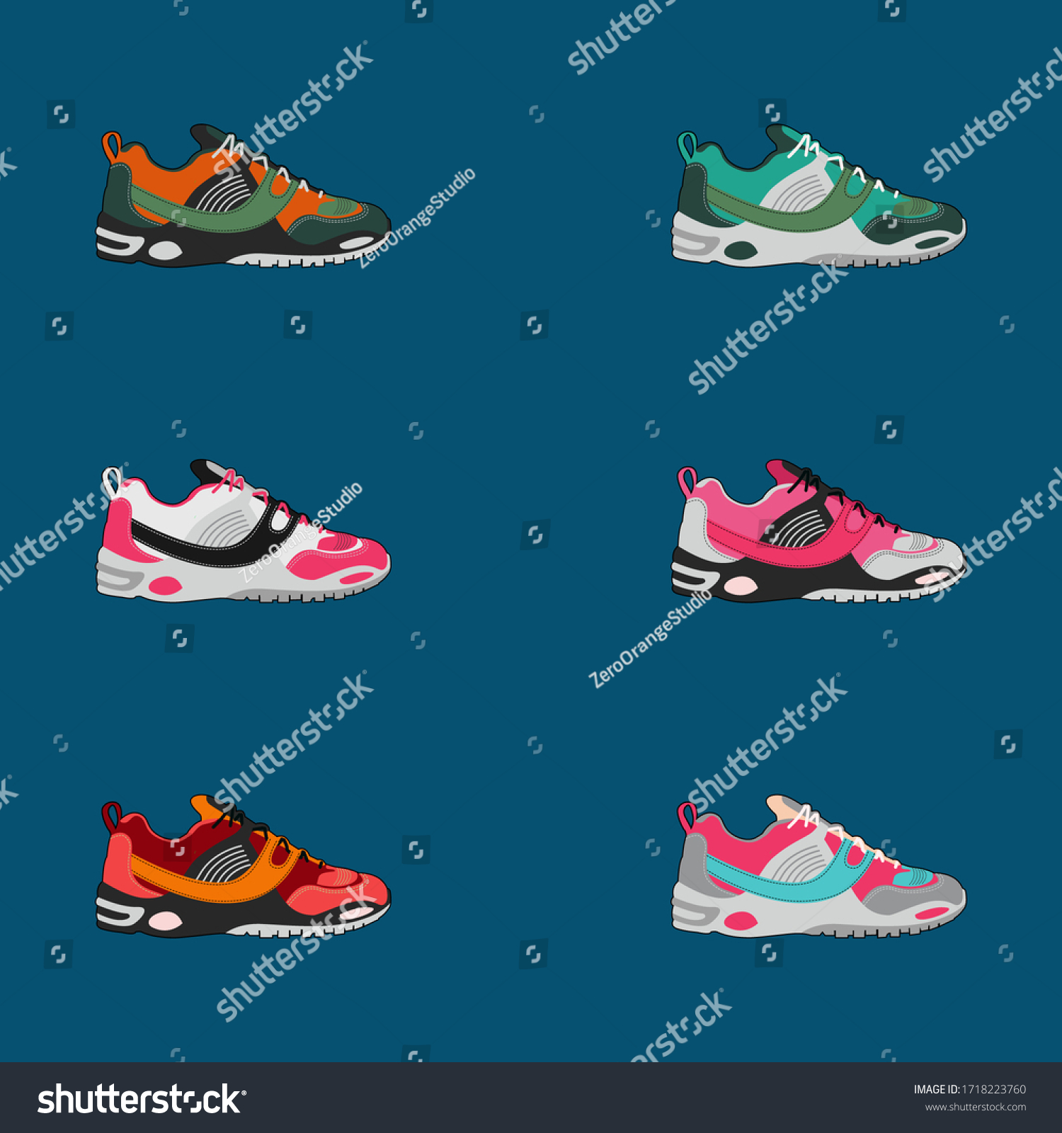 Illustration Sports Shoes Colorful Sneakers Vector Stock Vector ...